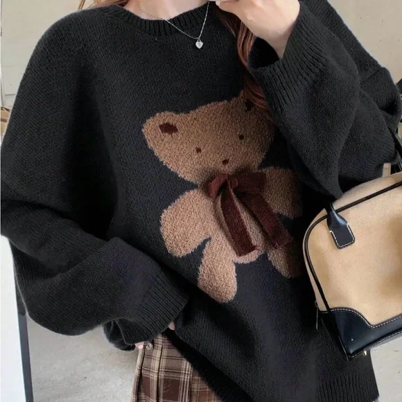 Cozy Black Teddy Bear Sweater NWOT - Picture 2 of 3